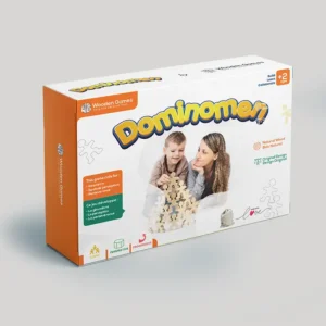 Half Dominomen 16 pcs - Jeu de construction éducatif captivant en bois naturel
